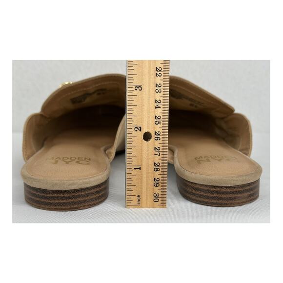 Madden NYC Mule Slip On Flats Tan with Gold Chain Accent 9 - Picture 5 of 8